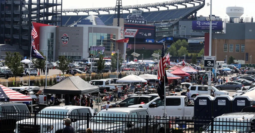 Gillette Stadium parking lot on match day - World Cup 2026 Boston transportation
